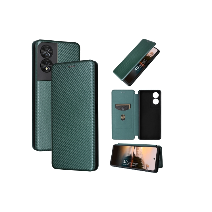 TCL 40 NxtPaper. Funda leather case textura fibra de carbono con cierre magnético