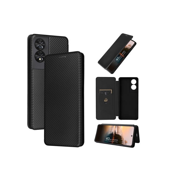 TCL 40 NxtPaper. Funda leather case textura fibra de carbono con cierre magnético