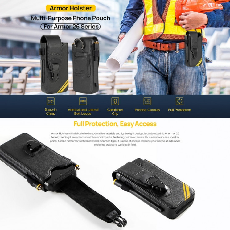 Ulefone Armor 24/26/27/22/21/19/18 series. Funda Holster multi propósito original (Negro)