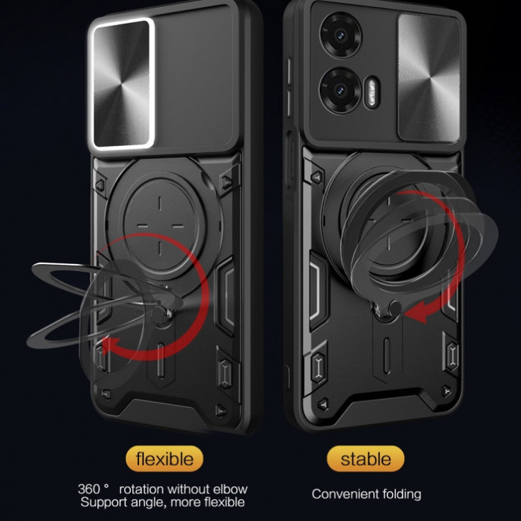 Motorola G35. Funda Camshield con anillo stand