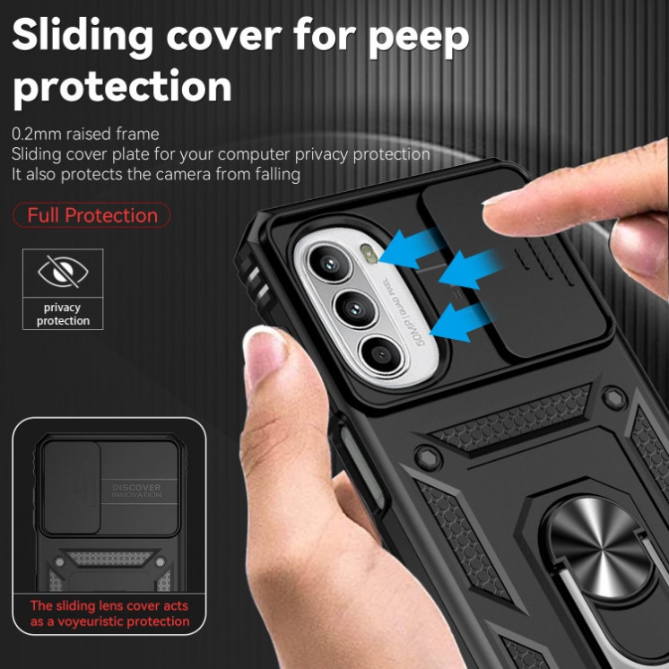 Motorola G52/G82. Funda Armor camshield con anillo.