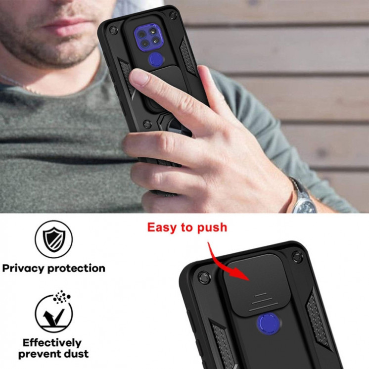 Motorola G9 Play. Funda camshield TPU+PC con anillo