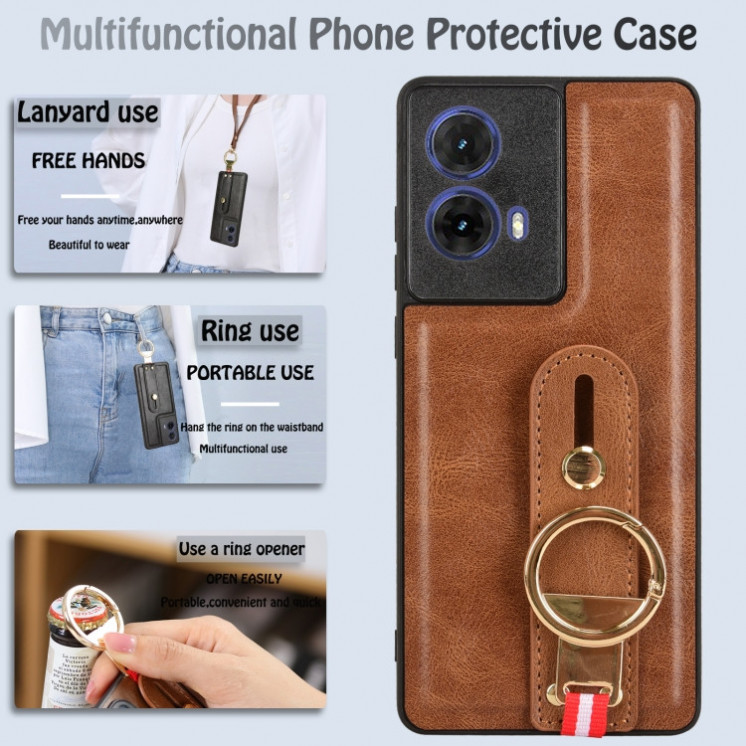 Motorola G85. Funda leather case con correa