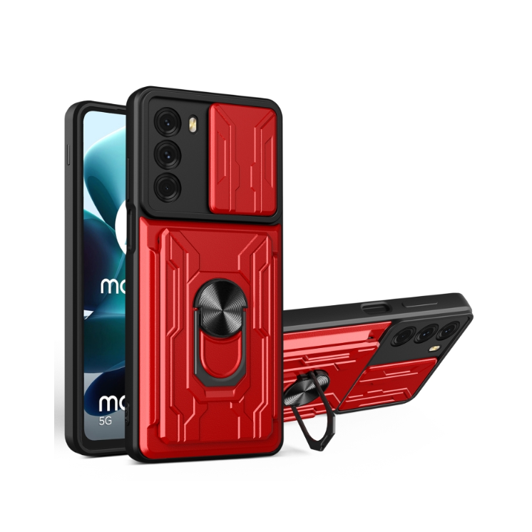 Motorola G200 5G. Funda camshield con anillo + porta tarjeta