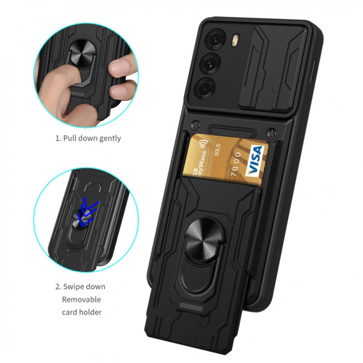 Motorola G200 5G. Funda camshield con anillo + porta tarjeta