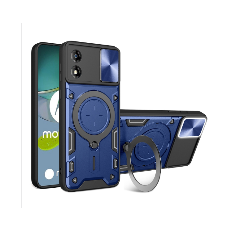 Motorola E13. Funda camshield con anillo compatible con soportes magnéticos