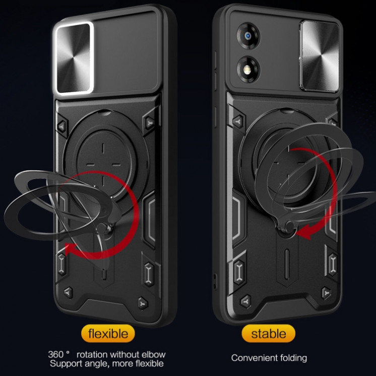 Motorola E13. Funda camshield con anillo compatible con soportes magnéticos