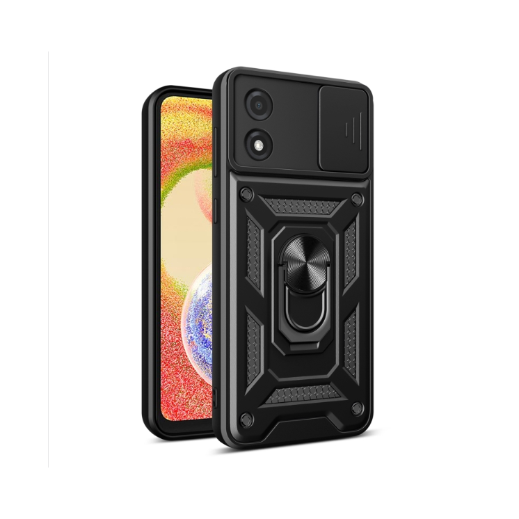 Motorola E13. Funda camshield con anillo compatible con soportes magnéticos