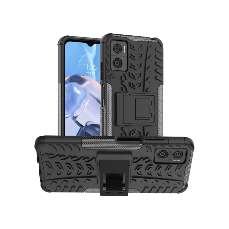 Motorola E22. Funda Armor con stand (negro)