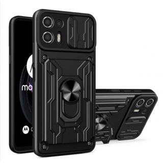 Motorola Edge 20 Lite. Funda camshield con anillo + porta tarjeta