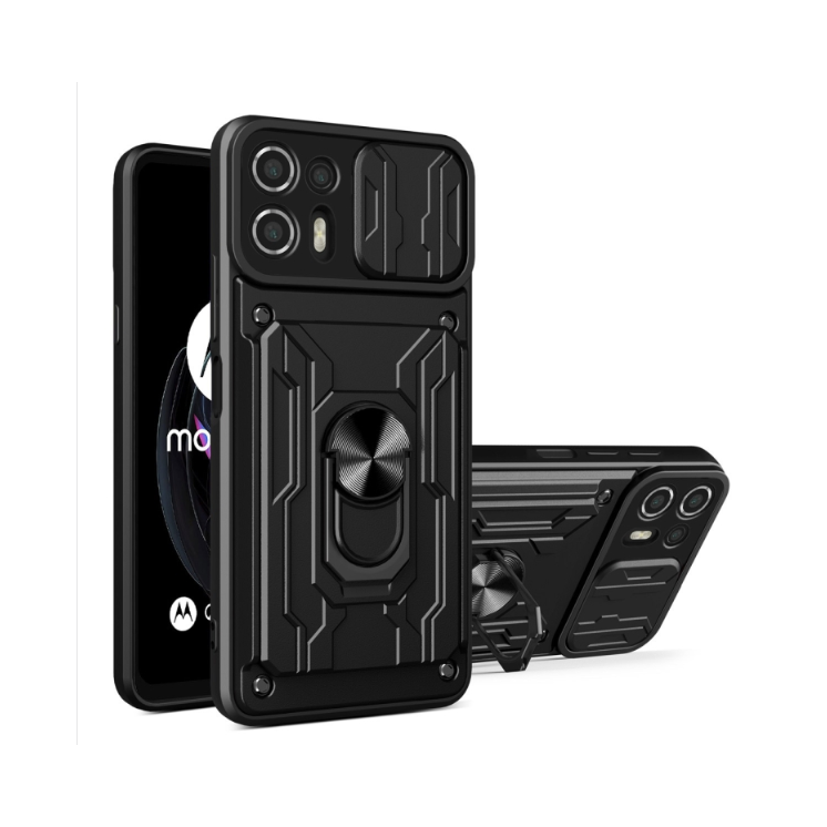 Motorola Edge 20 Lite. Funda camshield con anillo + porta tarjeta