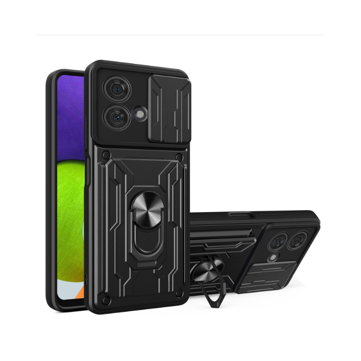 Motorola Edge 40 Neo. Funda camshield con anillo + porta tarjeta