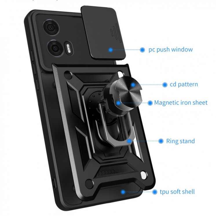 Motorola Edge 50 Fusion. Funda Camshield TPU+PC con anillo