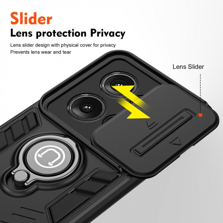 Motorola Edge 50. Funda Camshield con anillo compatible con soportes magnéticos