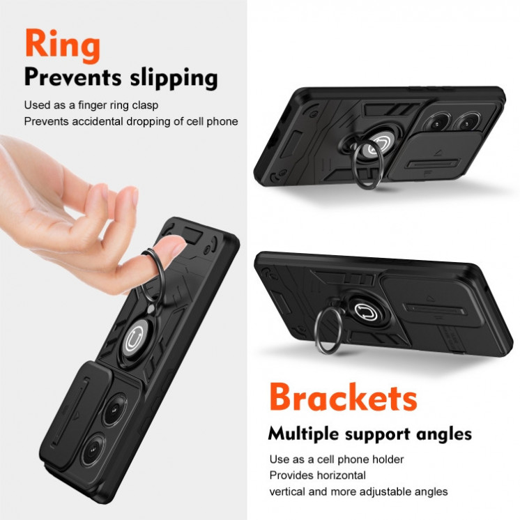 Motorola Edge 50. Funda Camshield con anillo compatible con soportes magnéticos