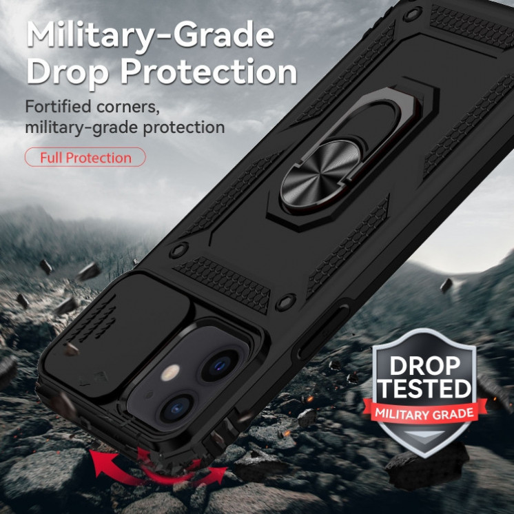 IPhone 12/ 12 Pro. Funda Armor Camshield TPU+PC con anillo