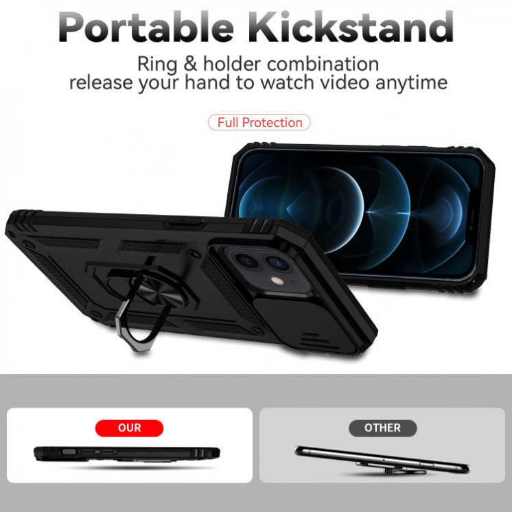 IPhone 12/ 12 Pro. Funda Armor Camshield TPU+PC con anillo