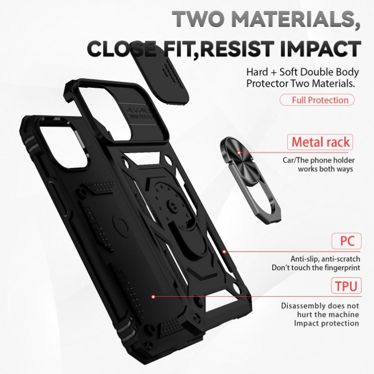 IPhone 12/ 12 Pro. Funda Armor Camshield TPU+PC con anillo