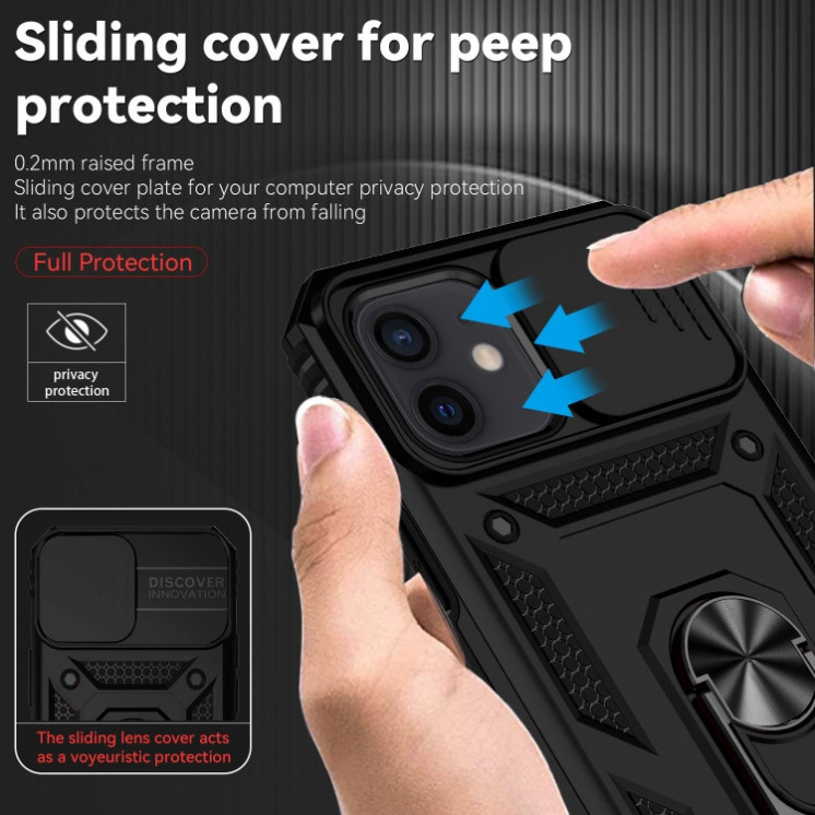 IPhone 12/ 12 Pro. Funda Armor Camshield TPU+PC con anillo