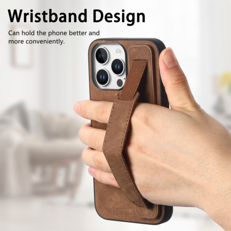 IPhone 16 Pro. Funda leather case con correa elástica