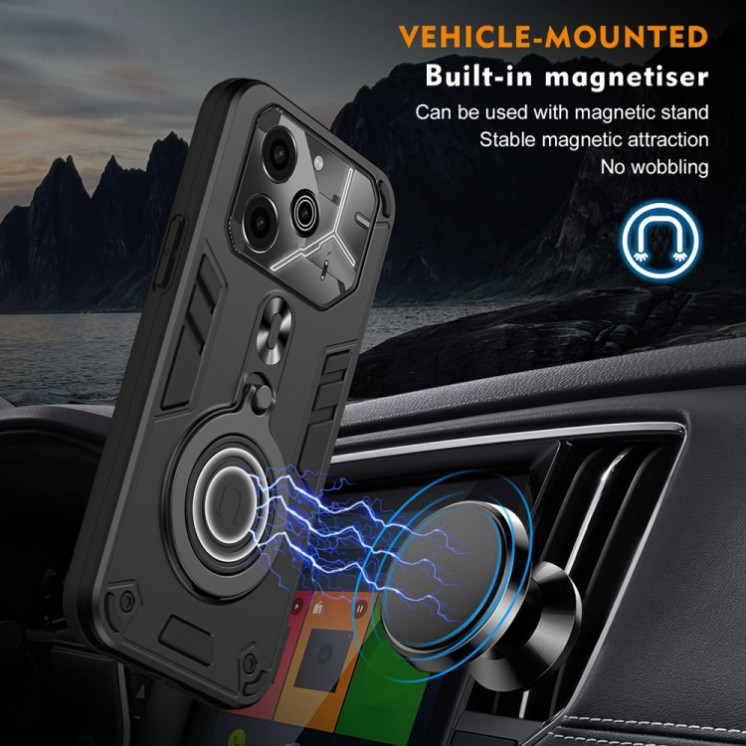 Tecno Pova 6/6 Pro. Funda PC+TPU con anillo stand 360°