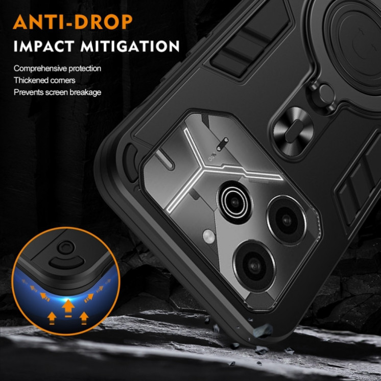 Tecno Pova 6/6 Pro. Funda PC+TPU con anillo stand 360°