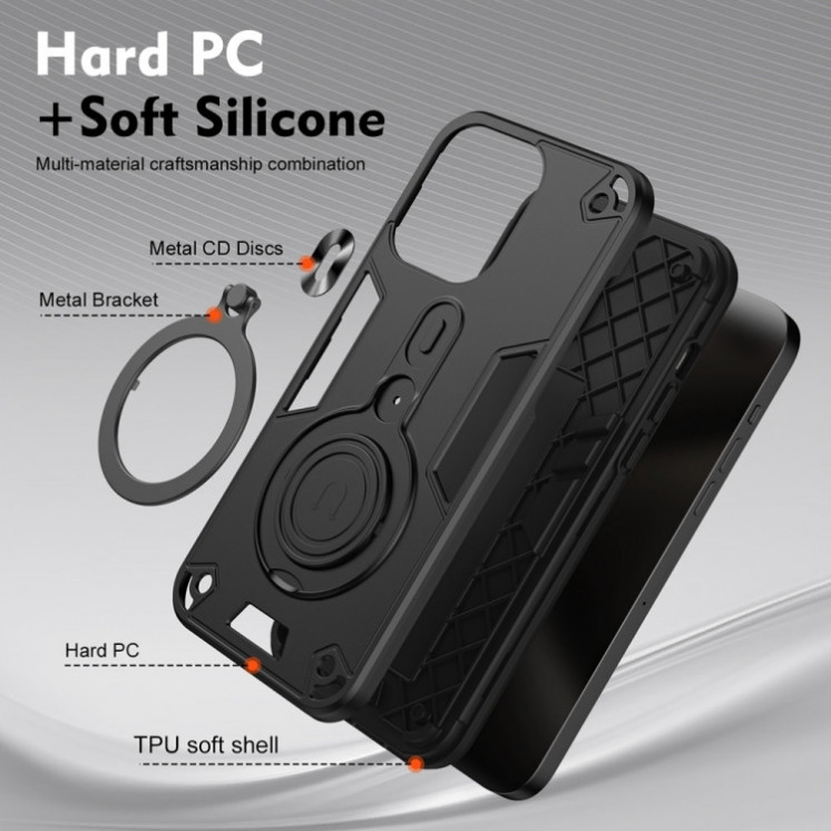 Tecno Pova 6/6 Pro. Funda PC+TPU con anillo stand 360°