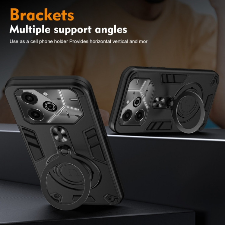 Tecno Pova 6/6 Pro. Funda PC+TPU con anillo stand 360°