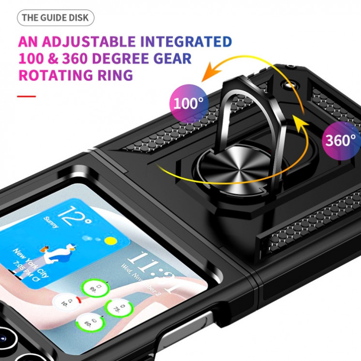 Samsung Z Flip5. Funda armor TPU+PC con anillo (negro)