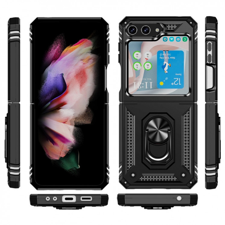 Samsung Z Flip5. Funda armor TPU+PC con anillo (negro)