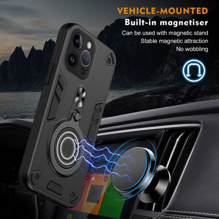 IPhone 14 Pro Max. Funda con anillo metálico 360° TPU+PC