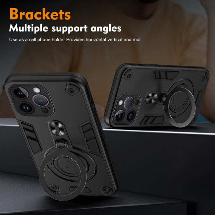 IPhone 14 Pro Max. Funda con anillo metálico 360° TPU+PC