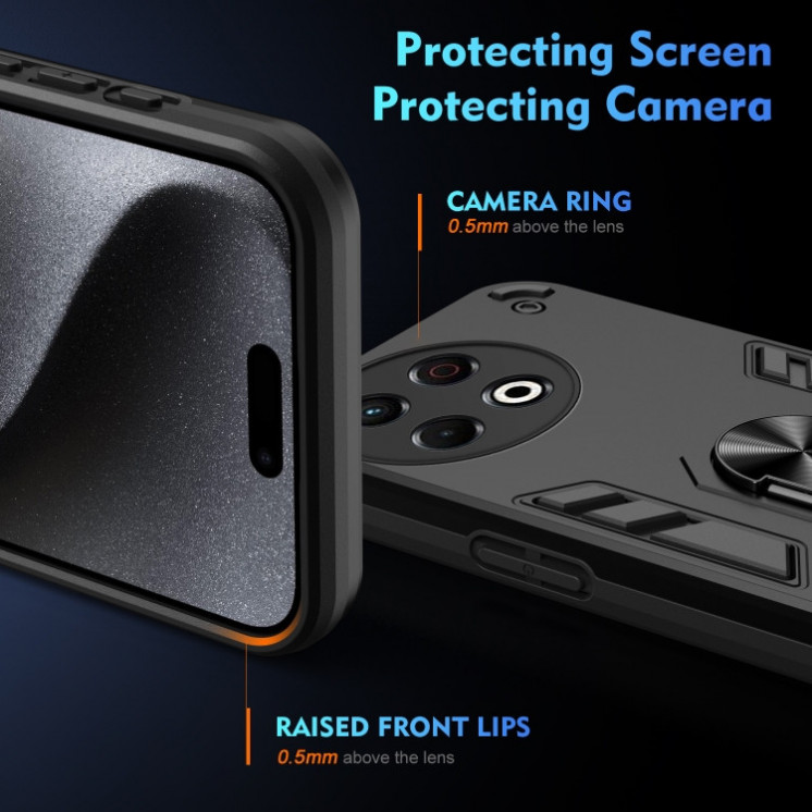 Tecno Spark 30 Pro. Funda Armor con anillo metálico