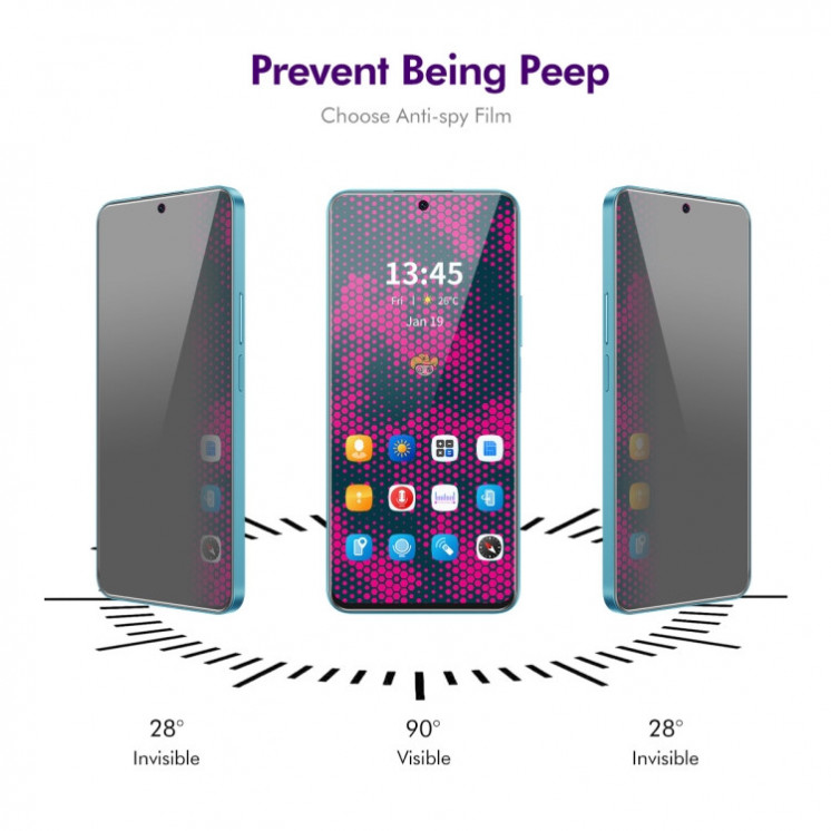 Tecno Spark 20 Pro. Vidrio templado ENKAY Anti-espía 28° film