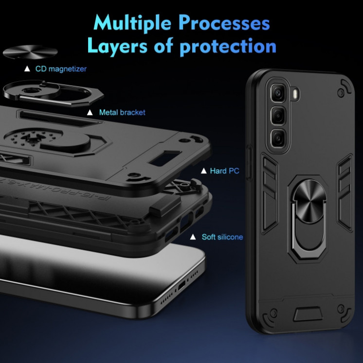 Infinix Hot 50. Funda Armor con anillo metálico