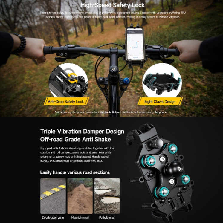 Ulefone Armor Mount Pro AM01. Soporte universal original para bicicletas/motos (negro)
