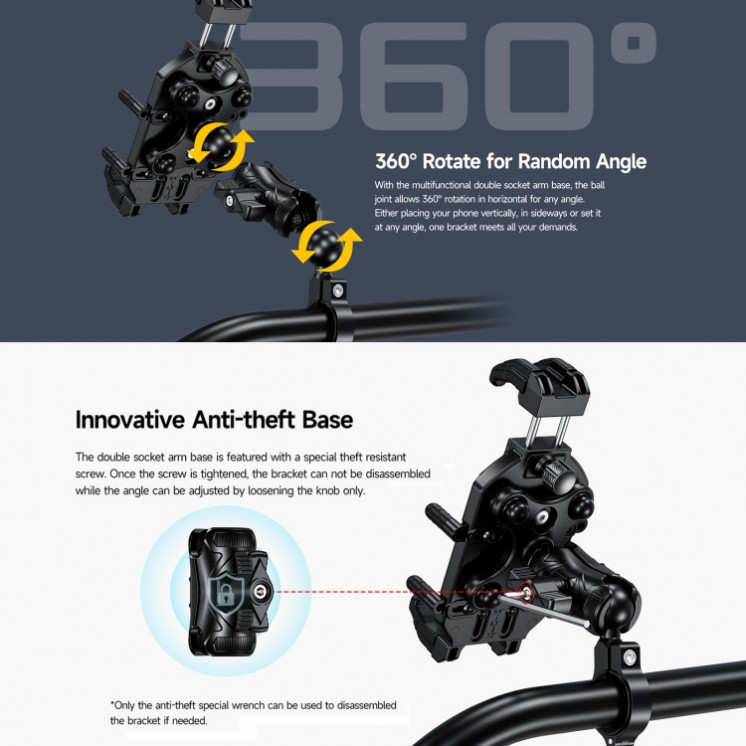 Ulefone Armor Mount Pro AM01. Soporte universal original para bicicletas/motos (negro)