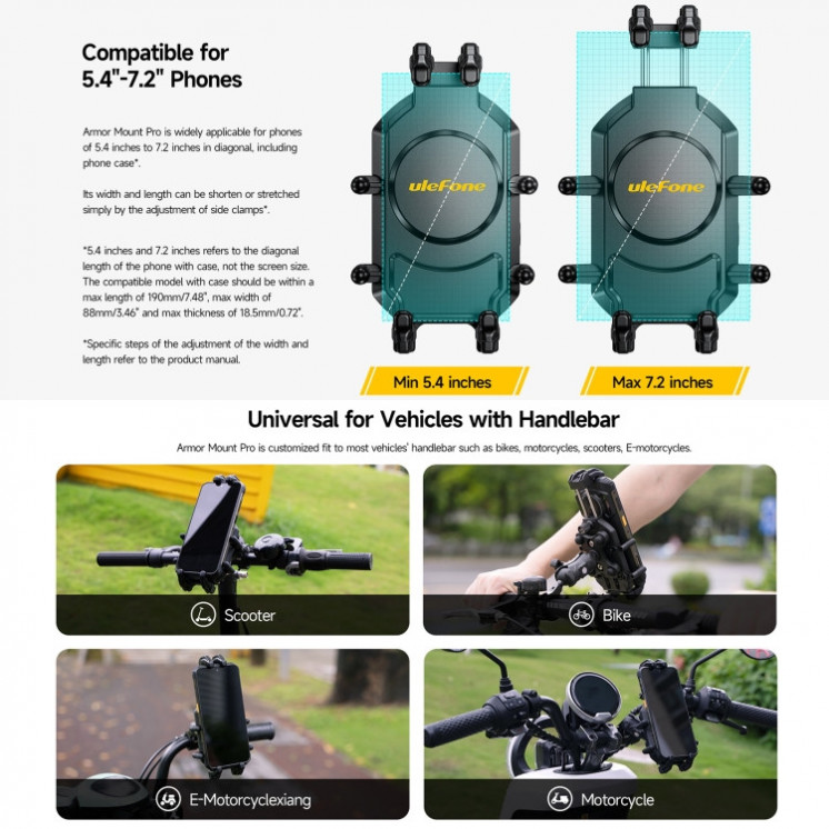 Ulefone Armor Mount Pro AM01. Soporte universal original para bicicletas/motos (negro)