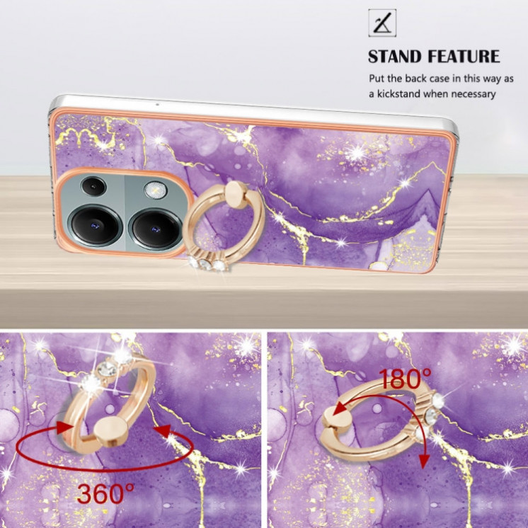 Xiaomi Note 13 Pro 4G/ Poco M6 Pro. Funda Electroplating mármol TPU con anillo
