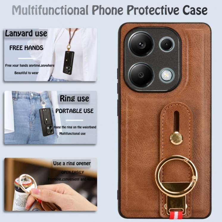 Xiaomi Note 13 Pro 4G/ Poco M6 Pro. Funda leather case con correa.