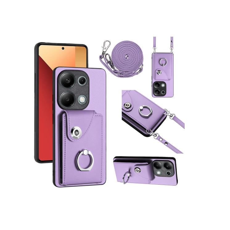 Xiaomi Note 13 Pro 4G. Funda con anillo, correa y porta tarjetas