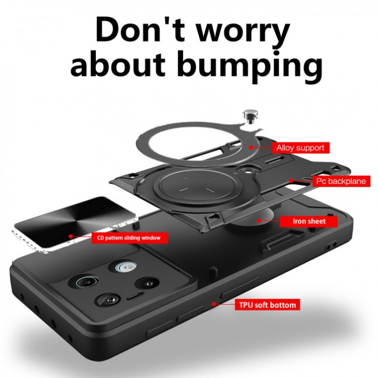 Xiaomi Note 13 pro 5G/ Poco X6 5G. Funda camshield con anillo stand