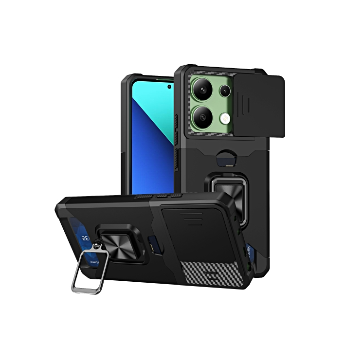 Xiaomi Note 13 4G. Funda Camshield con porta tarjeta y anillo