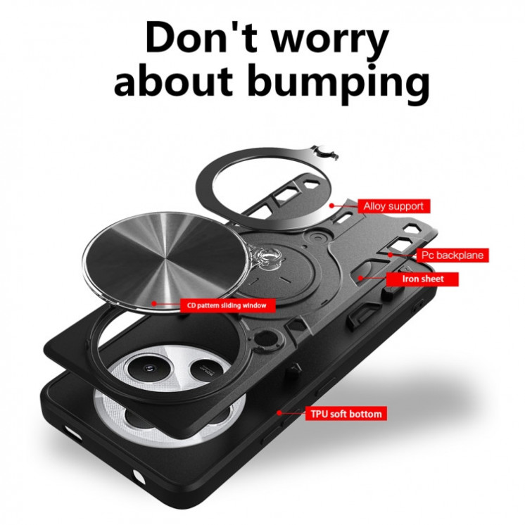 Xiaomi Redmi 14C/POCO C75/14R. Funda Camshield con anillo TPU+PC