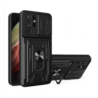 Samsung S21 Ultra 5G. Funda Camshield con anillo y porta tarjeta