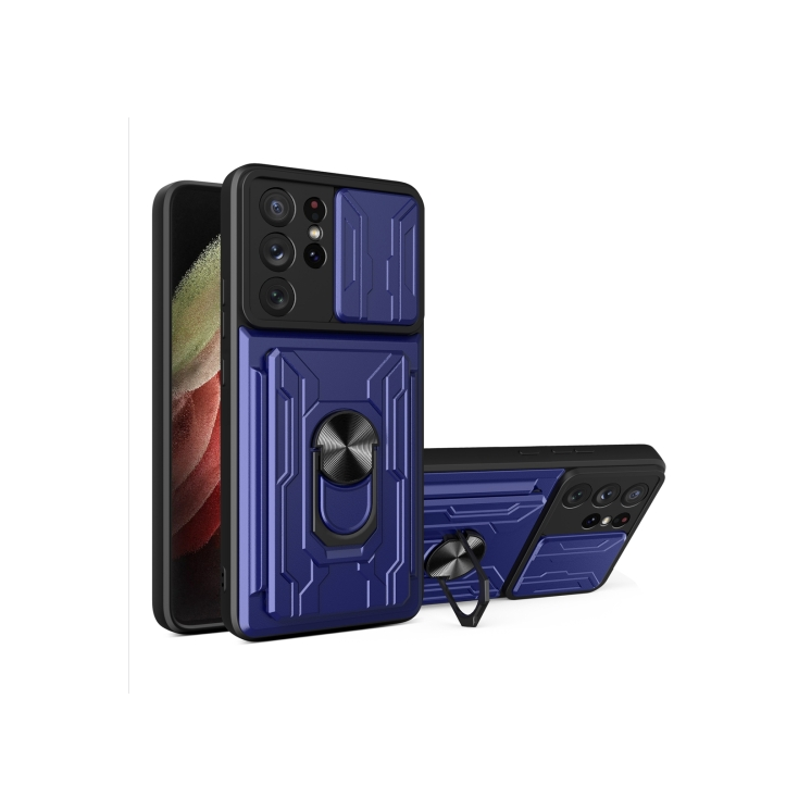 Samsung S21 Ultra 5G. Funda Camshield con anillo y porta tarjeta