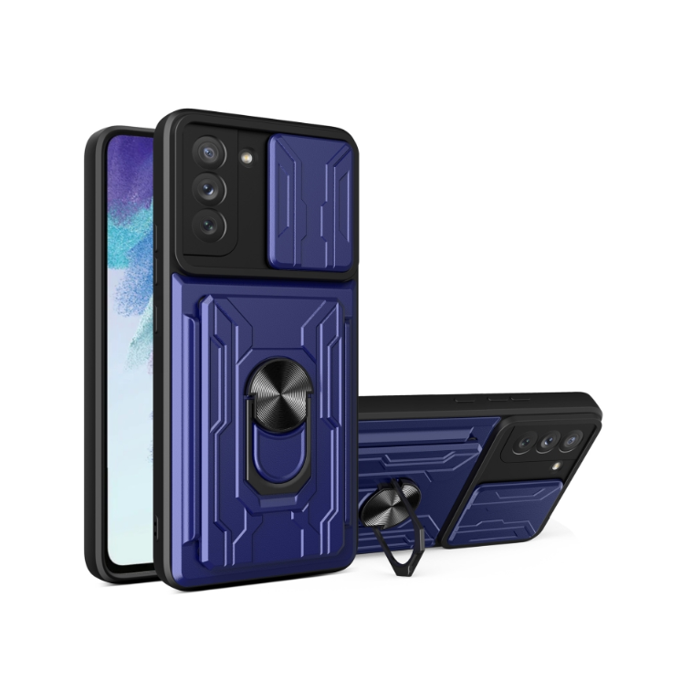 Samsung S21 FE 5G. Funda camshield con anillo + porta tarjeta