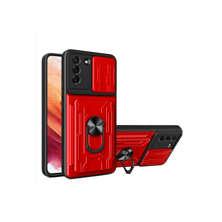 Samsung S21 Plus 5G. Funda Camshield con anillo y porta tarjeta