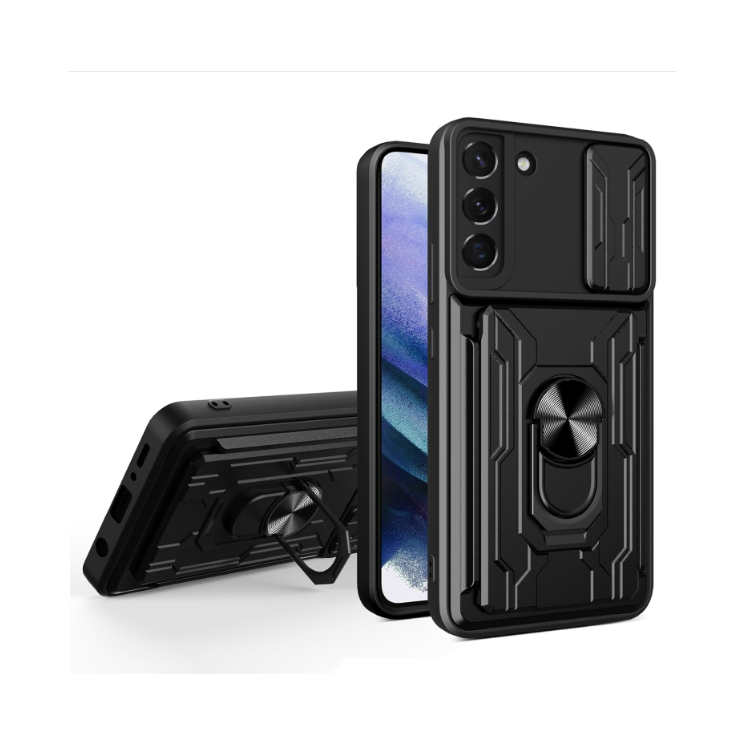 Samsung S22 5g. Funda camshield con anillo + porta tarjeta