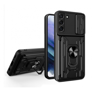 Samsung S22 Plus 5G. Funda camshield con anillo y porta tarjeta